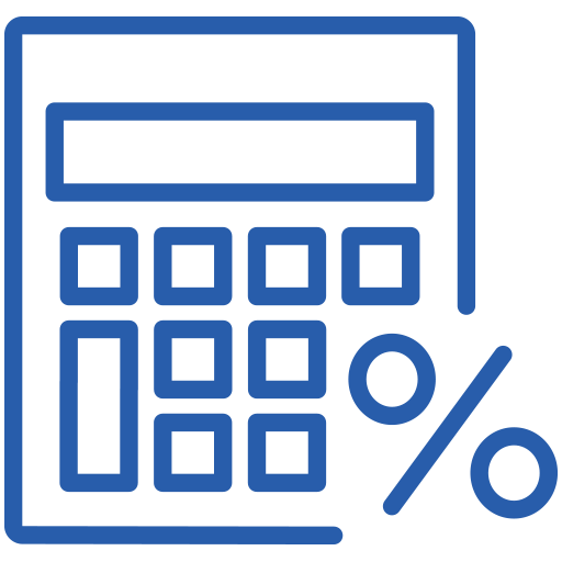 blue percent calculator icon