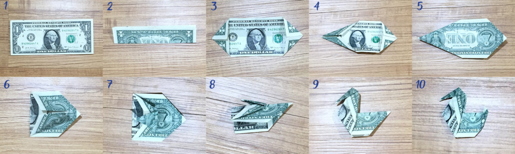 Directions How to Make a Duck from a Dollar Bill