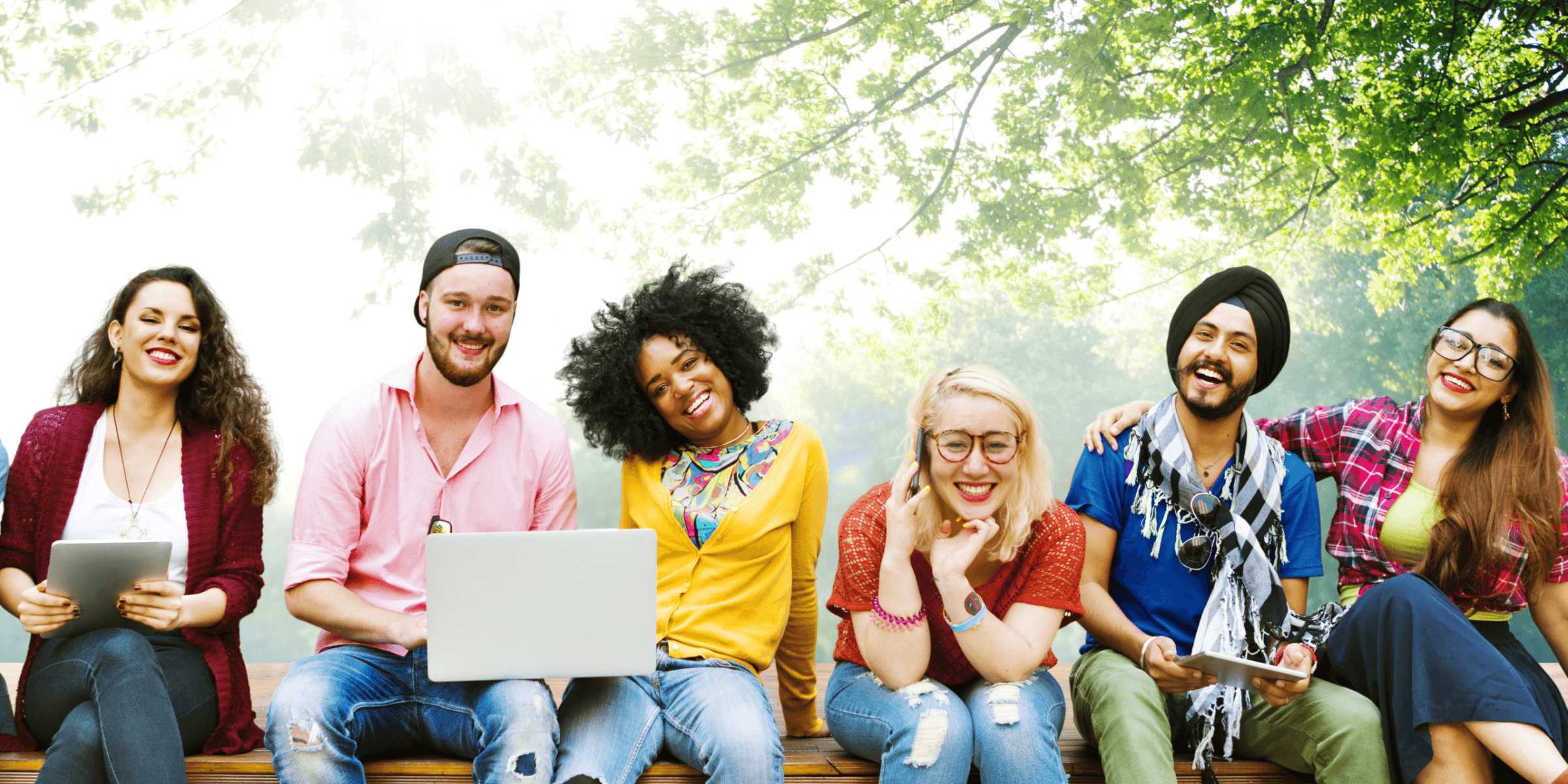 happy diverse students